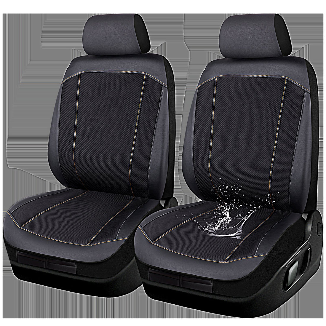 Black Jacquard Seat Cover Set with Orange Stitching – 2 Piece