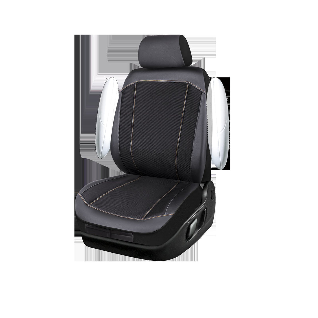 Black Jacquard Seat Cover Set with Orange Stitching – 2 Piece