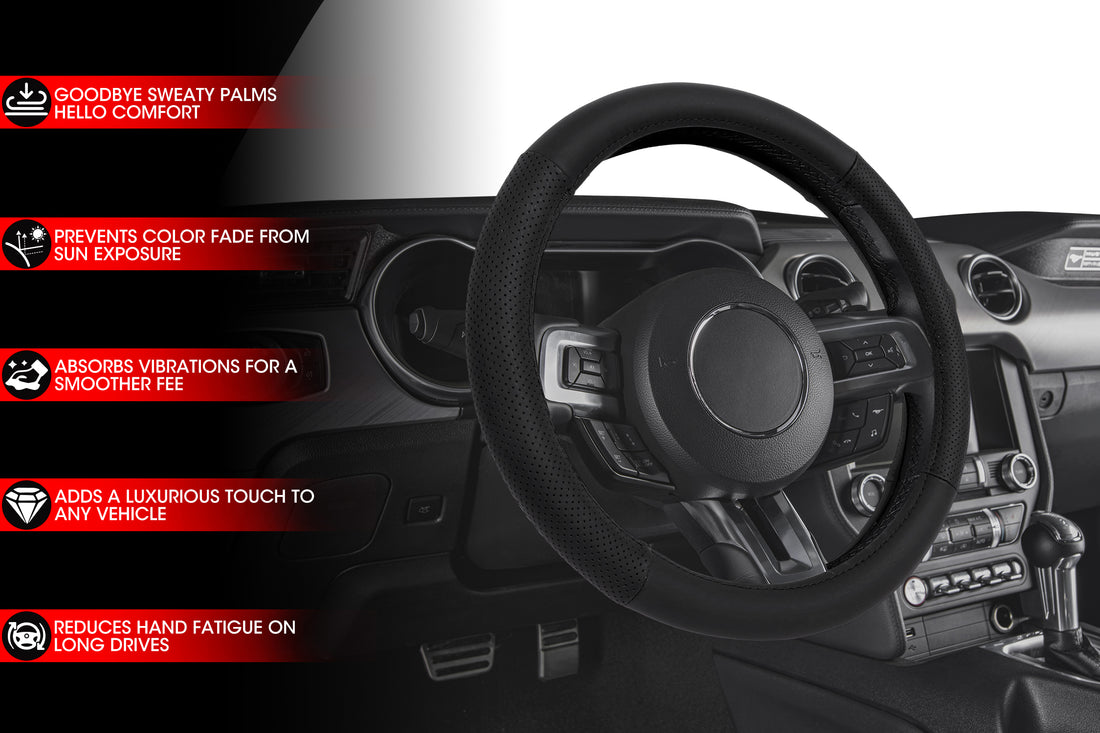 Perforated Genuine Leather Steering Wheel Cover