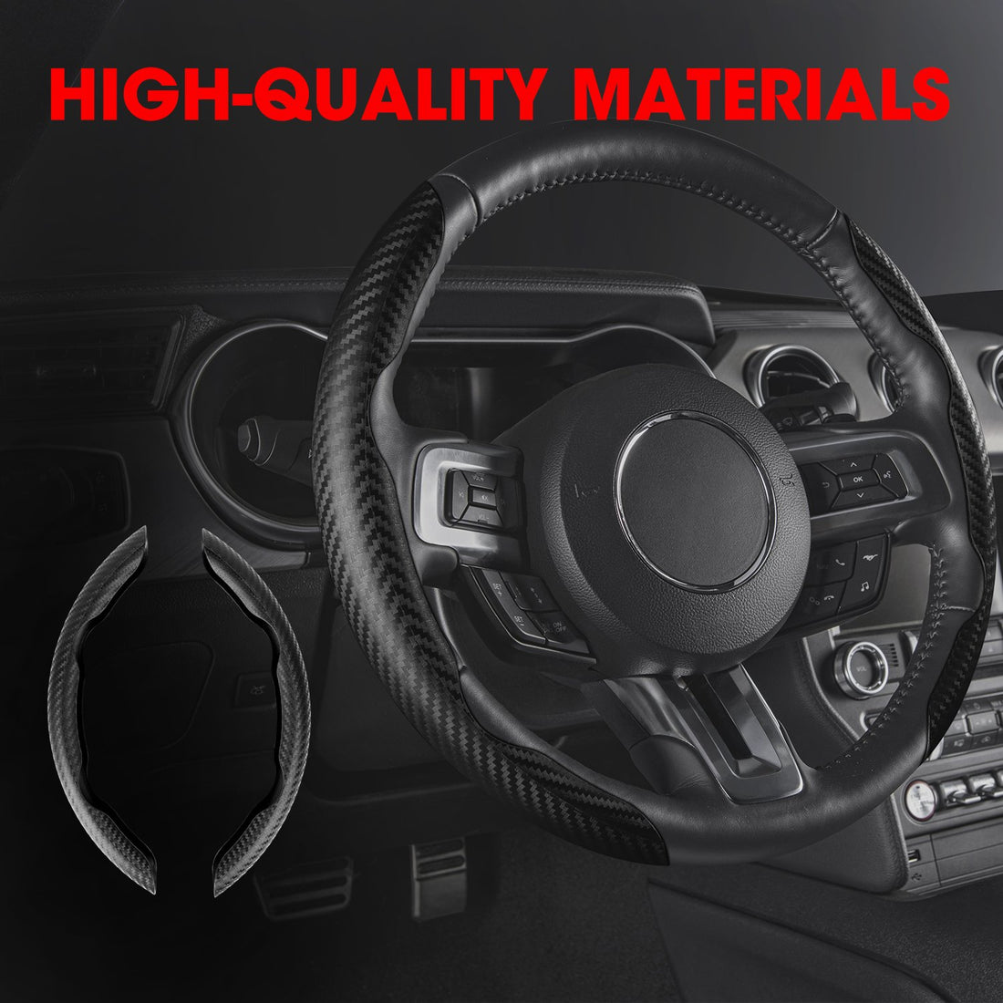 Carbon Fibre Accent Steering Wheel Cover – 2 Piece
