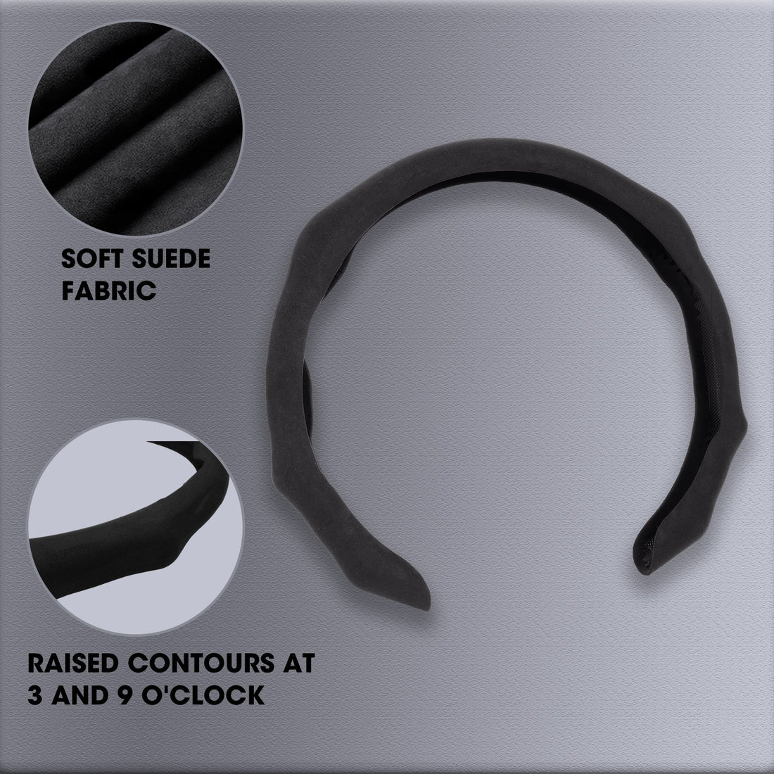 Black Microfibre Steering Wheel Cover