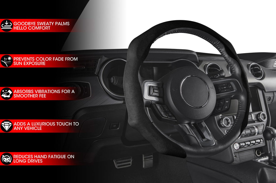 Black Microfibre Steering Wheel Cover