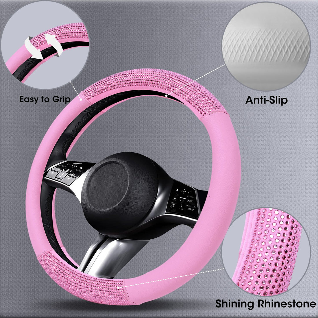 Pink Diamante Steering Wheel Cover