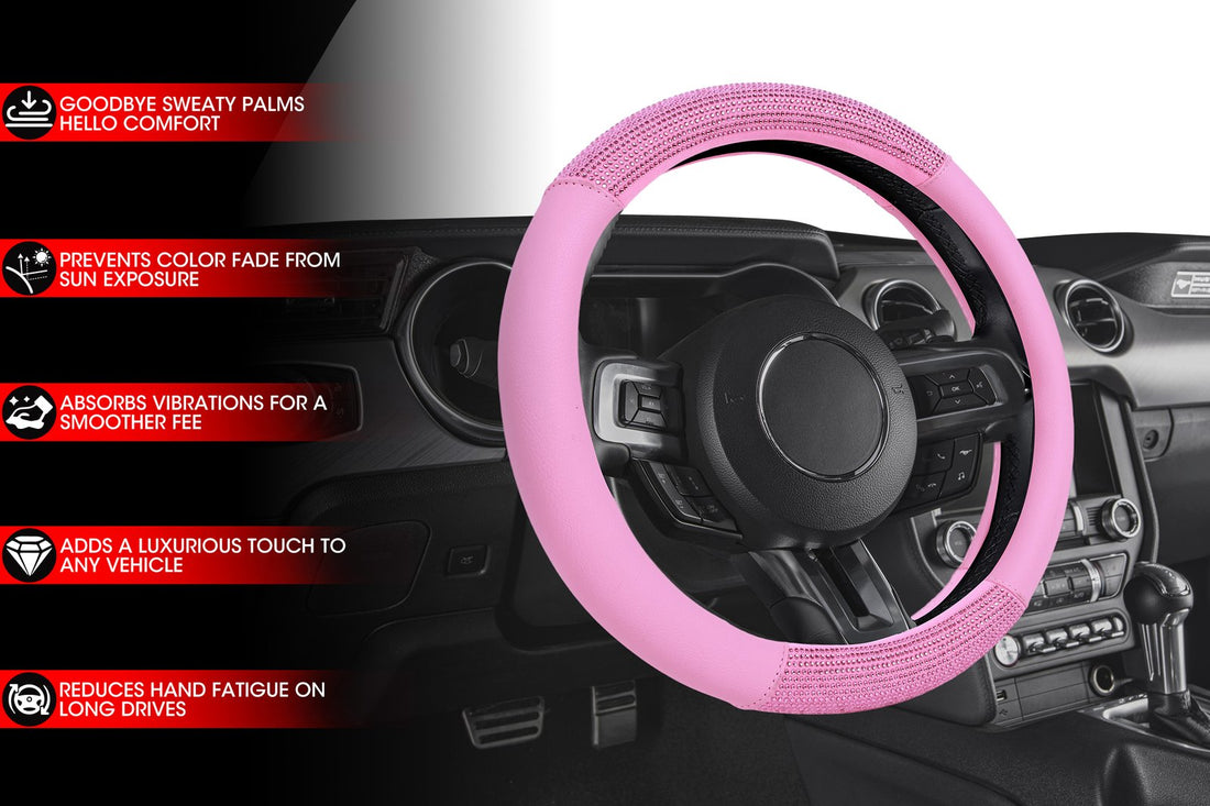 Pink Diamante Steering Wheel Cover