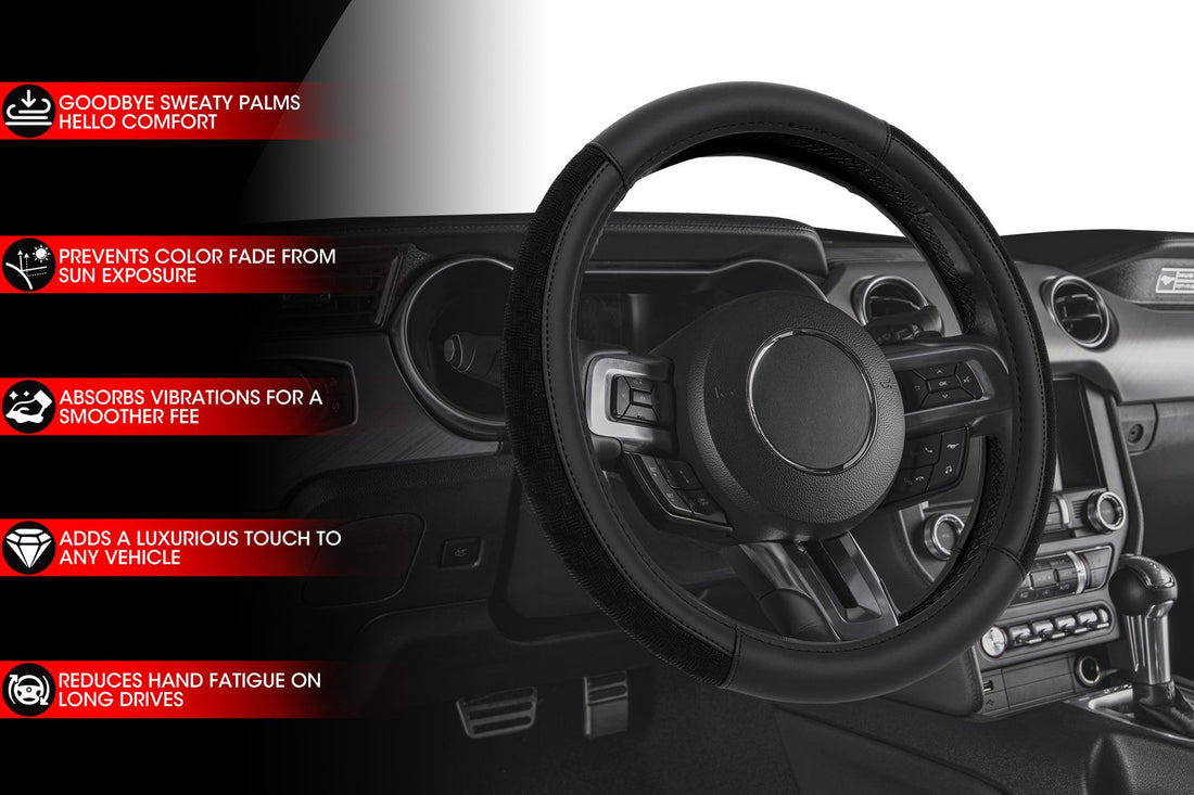 Black Jacquard Steering Wheel Cover