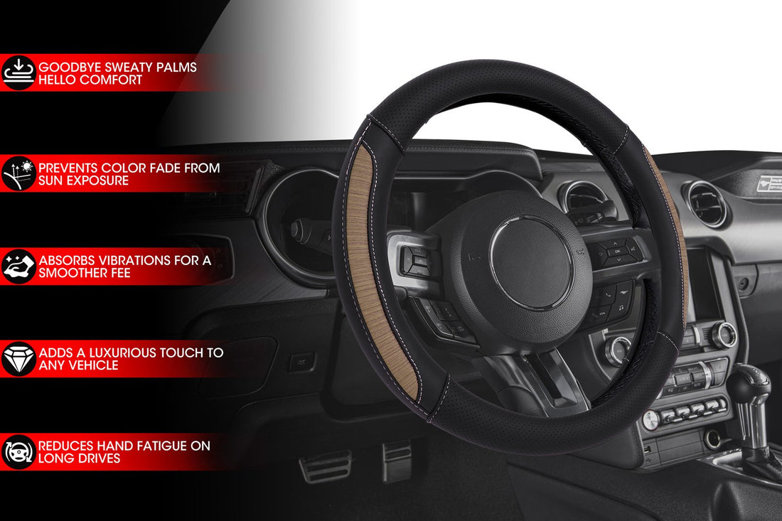 Wood-Grain Effect Steering Wheel Cover