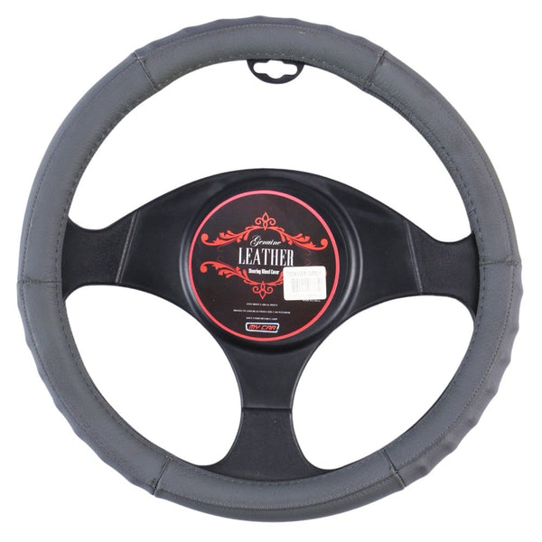 Denver Steering Wheel Cover Leather Grey