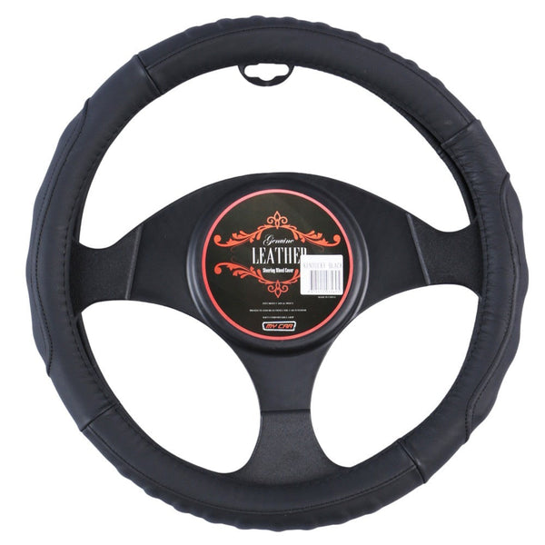 Kentucky Steering Wheel Cover Leather Black