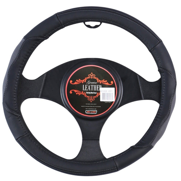 Nevada Steering Wheel Cover Leather Black Grey