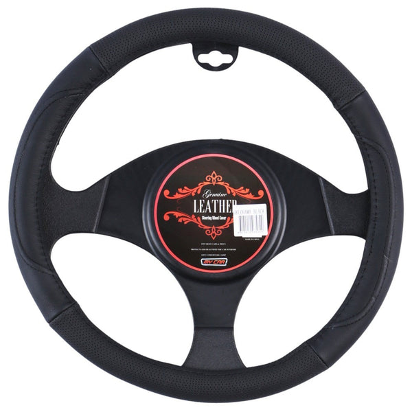 Oklahama Steering Wheel Cover Leather Black