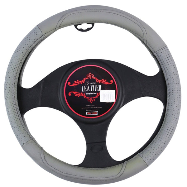 Oklahama Steering Wheel Cover Leather Grey