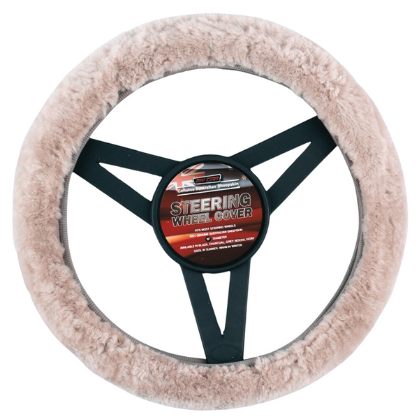 Sheepskin Steering Wheel Cover Luxury Mocha