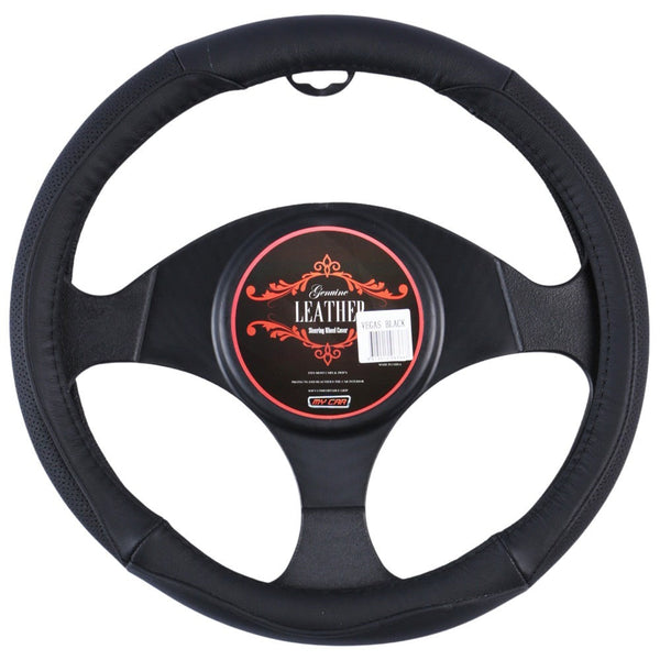 Vegas Steering Wheel Cover Leather Black